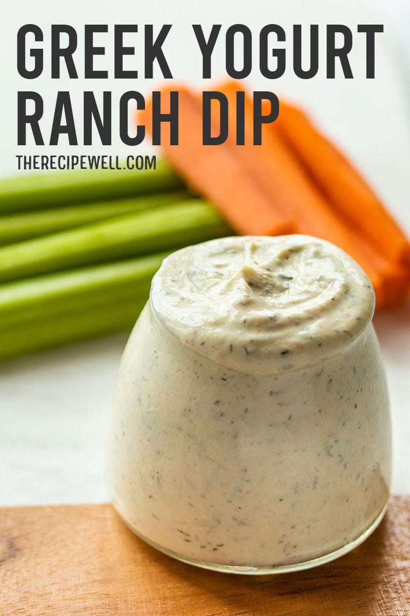 This healthy Greek yogurt ranch dip is a game changer. Never eat store-bought dip again! Made with Greek yogurt and a handful of pantry spices, you can whip up this dip in just 5 minutes! via @therecipewell