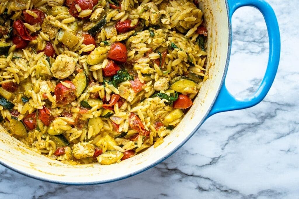 Summer Vegetable Orzo with Chicken The Recipe Well