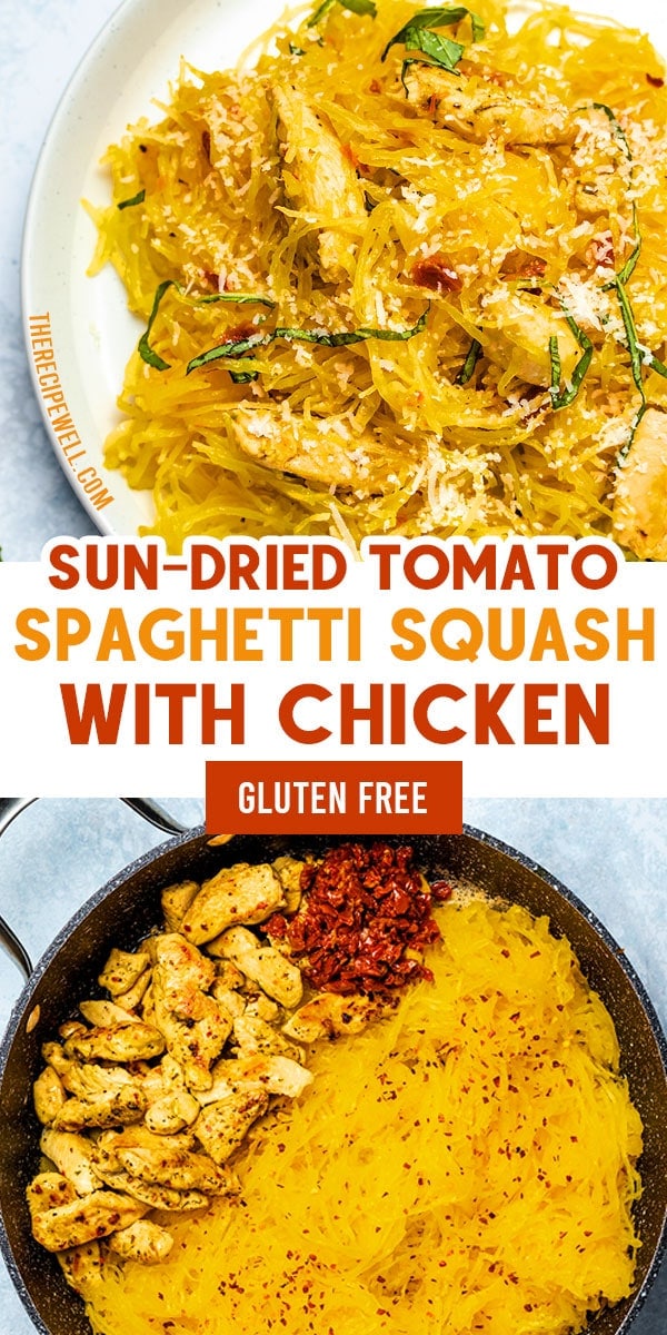 With just 10 ingredients, this Sun-dried Tomato Spaghetti Squash with Chicken is an easy, delicious, gluten-free meal. Make it for dinner tonight! FOLLOW The Recipe Well for more great recipes!

#dinner #easy #healthy #glutenfree via @therecipewell