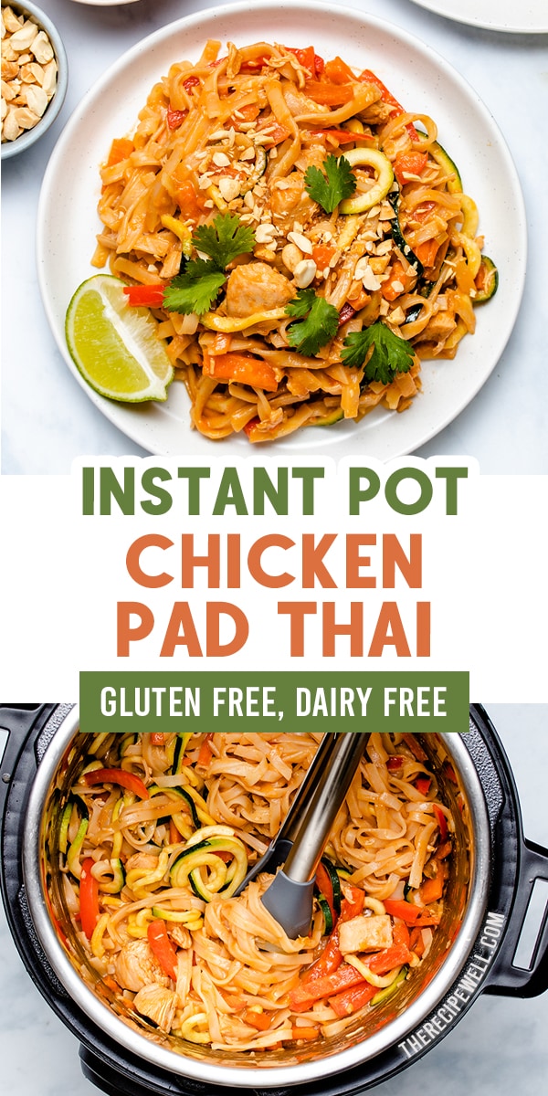 Skip the takeout and make this easy Instant Pot Chicken Pad Thai! Made with homemade sauce and plenty of vegetables, you will love how easy it is to make this healthier version of pad Thai at home. FOLLOW The Recipe Well for more great recipes!

#easy #healthy #glutenfree #homemadesauce via @therecipewell